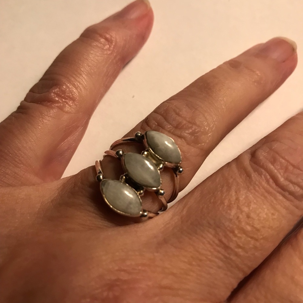Moonstone Stamped 925 Sterling Silver Ring